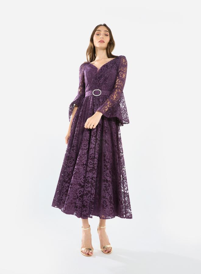 House of Moda Women Lace Flare Sleeve Midi Dress - Image 3